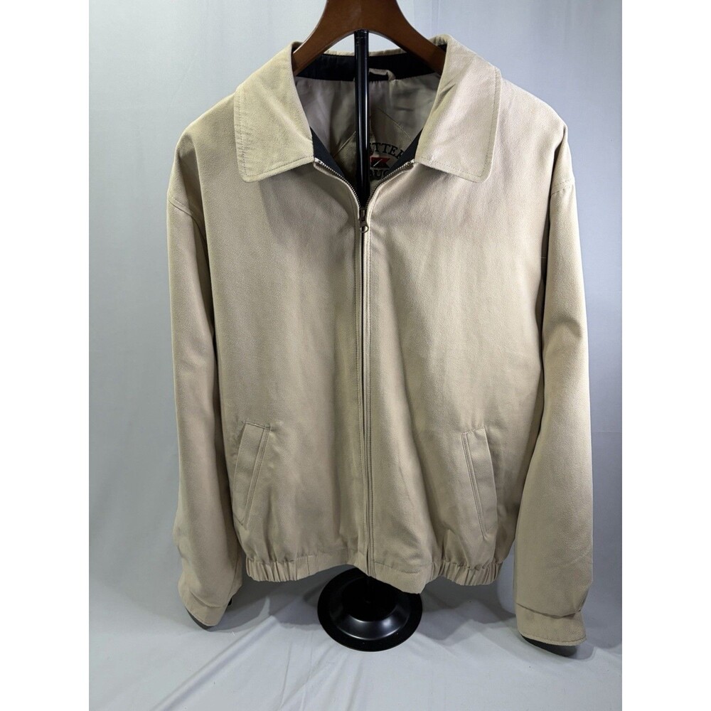 Mens Cutter & Buck Khaki Zippered Lightweight Jacket Size Large Very Preppy